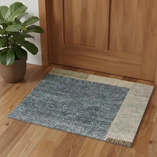 Blue Brown And Tan Geometric Washable Area Rug Photo 1