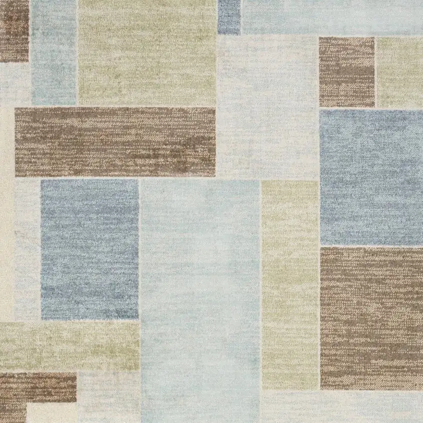 Blue Brown And Tan Geometric Washable Area Rug Photo 4