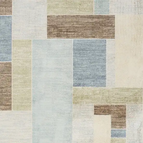 Blue Brown And Tan Geometric Washable Area Rug Photo 4
