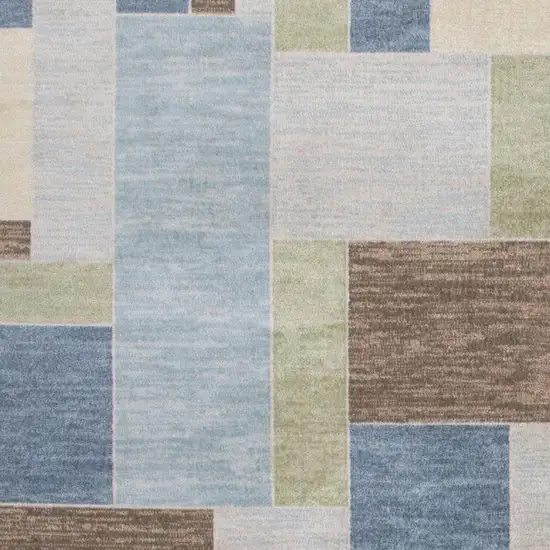 Blue Brown And Tan Geometric Washable Area Rug Photo 4