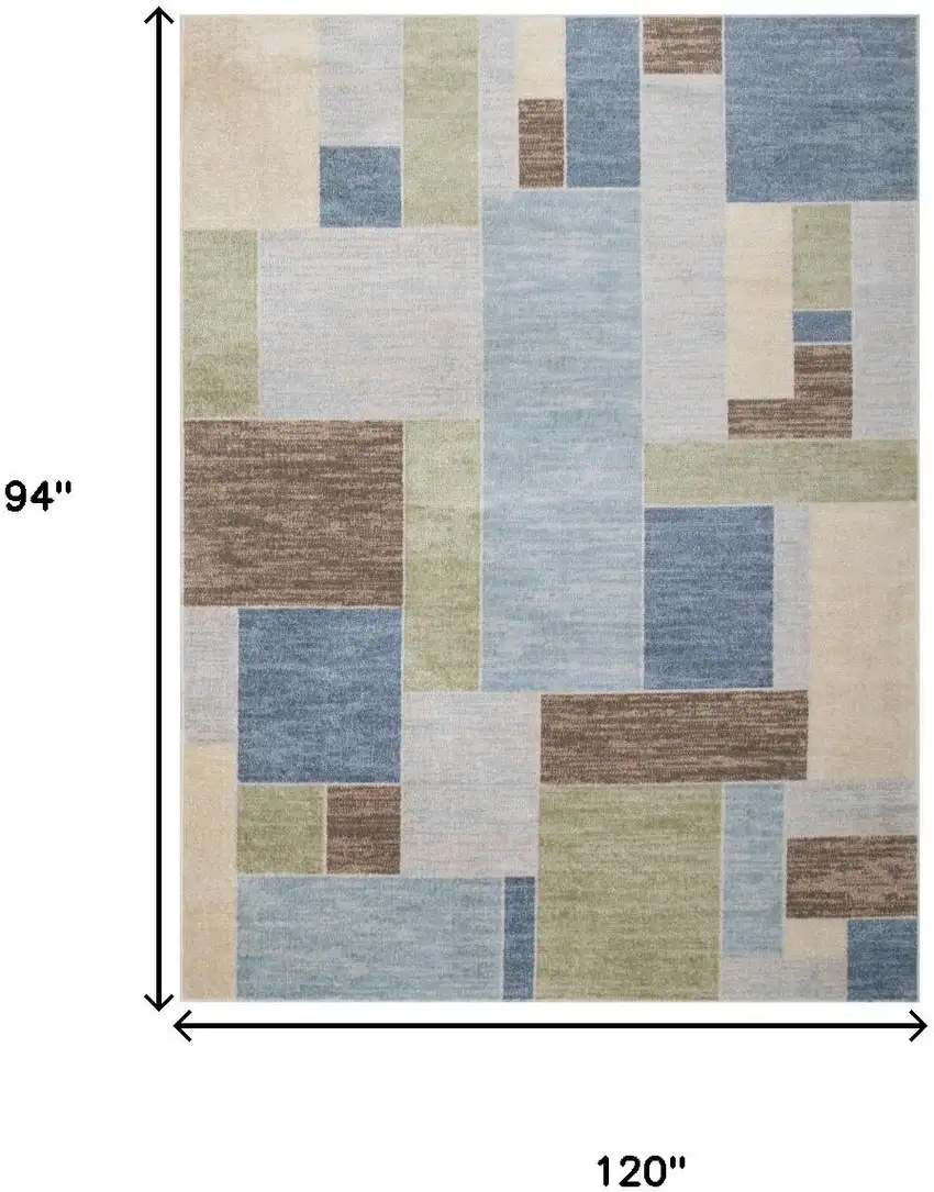 Blue Brown And Tan Geometric Washable Area Rug Photo 3