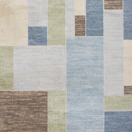 Blue Brown And Tan Geometric Washable Area Rug Photo 4