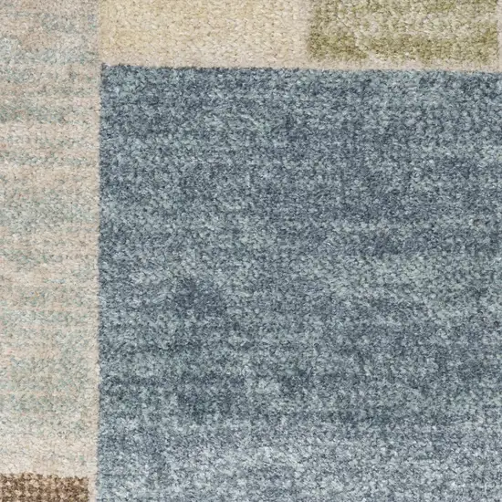 Blue Brown And Tan Geometric Washable Area Rug Photo 4
