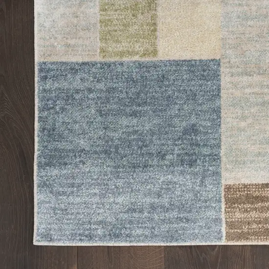 Blue Brown And Tan Geometric Washable Area Rug Photo 8