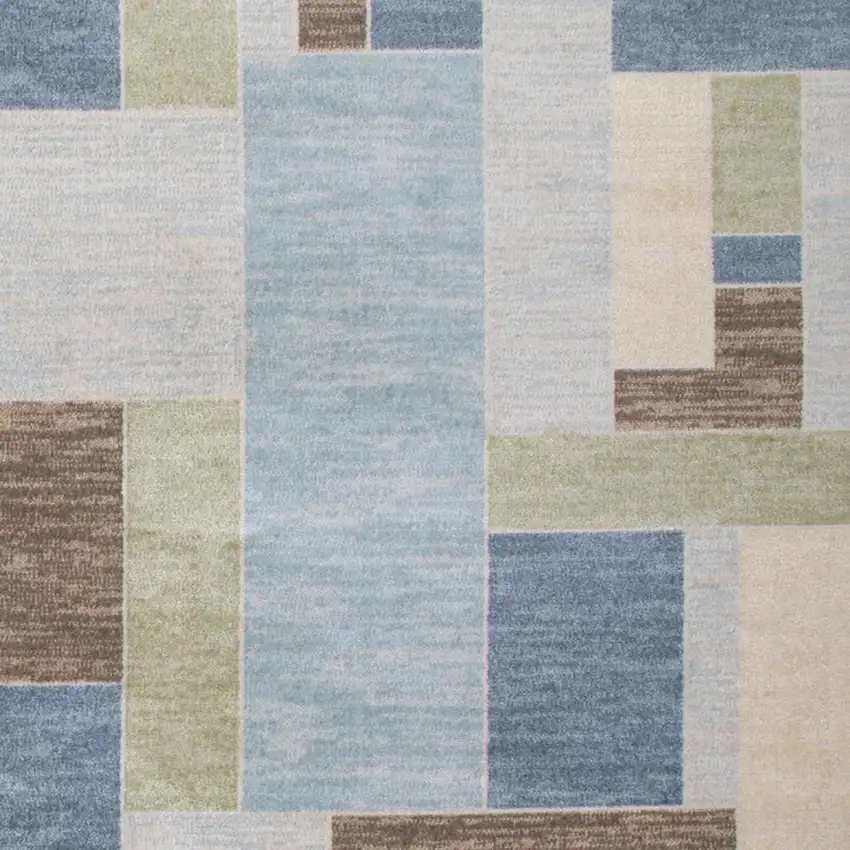 Blue Brown And Tan Geometric Washable Area Rug Photo 4