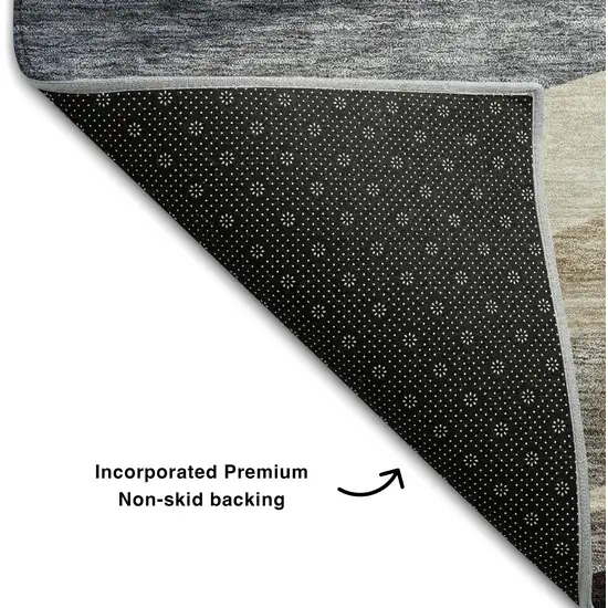 Blue Brown And Taupe Abstract Washable Area Rug With UV Protection Photo 7