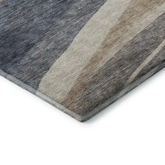 Blue Brown And Taupe Abstract Washable Area Rug With UV Protection Photo 8