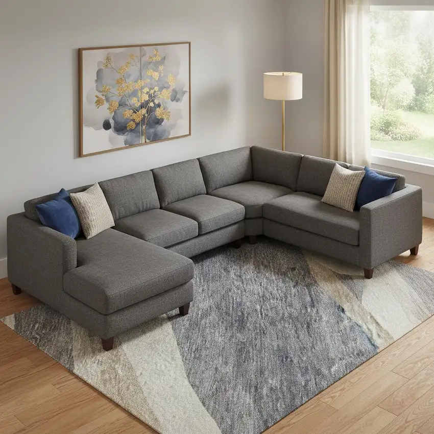 Blue Brown And Taupe Abstract Washable Area Rug With UV Protection Photo 2