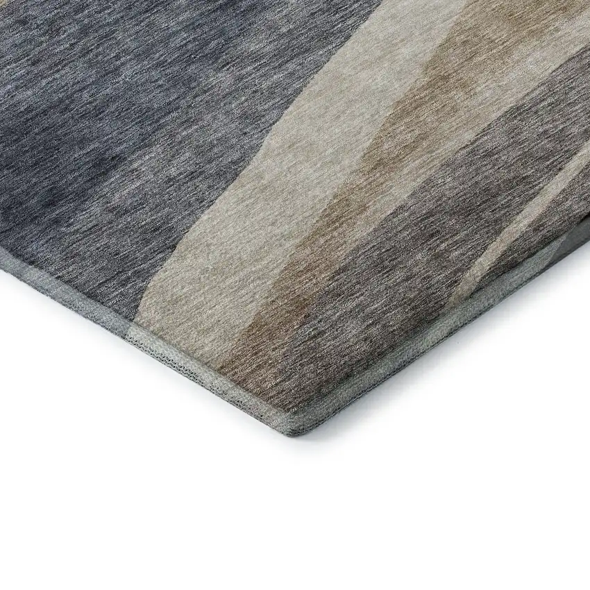 Blue Brown And Taupe Abstract Washable Area Rug With UV Protection Photo 8
