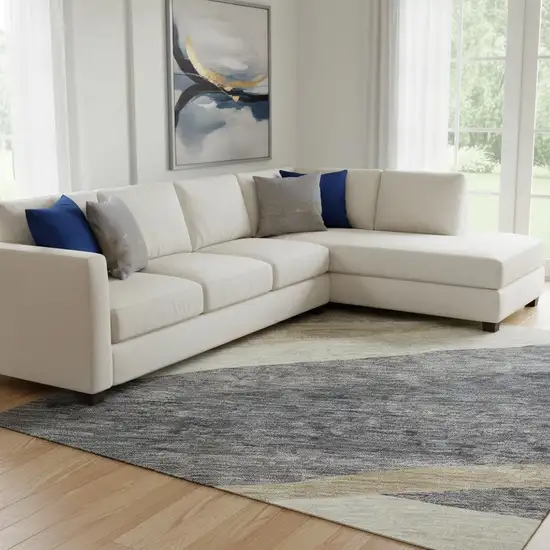 Blue Brown And Taupe Abstract Washable Area Rug With UV Protection Photo 2