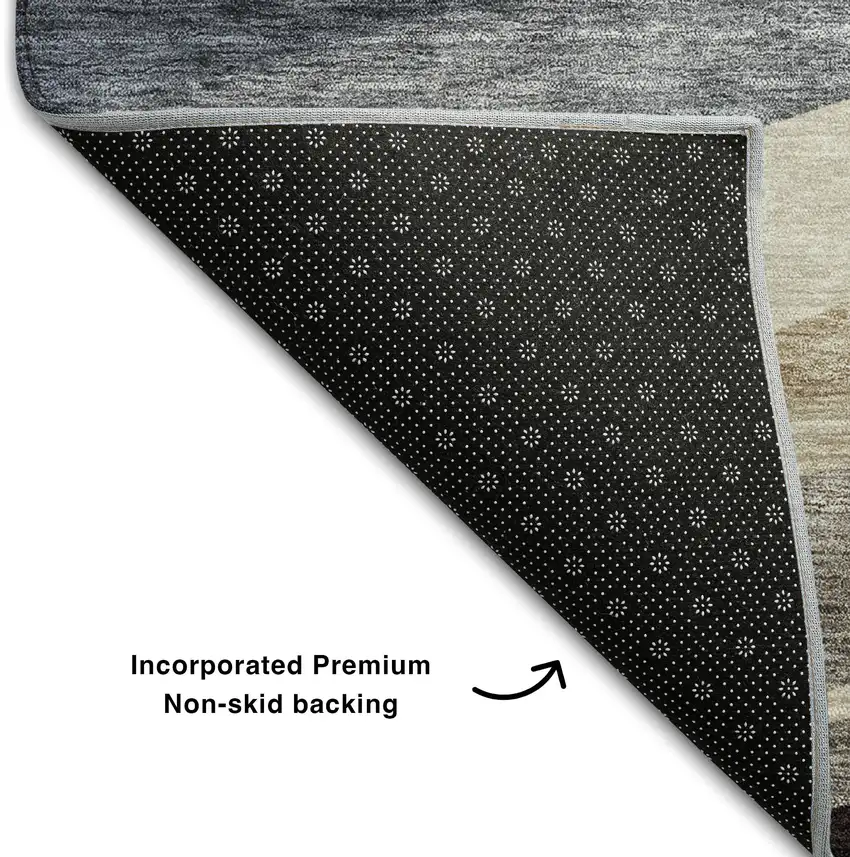 Blue Brown And Taupe Abstract Washable Area Rug With UV Protection Photo 7