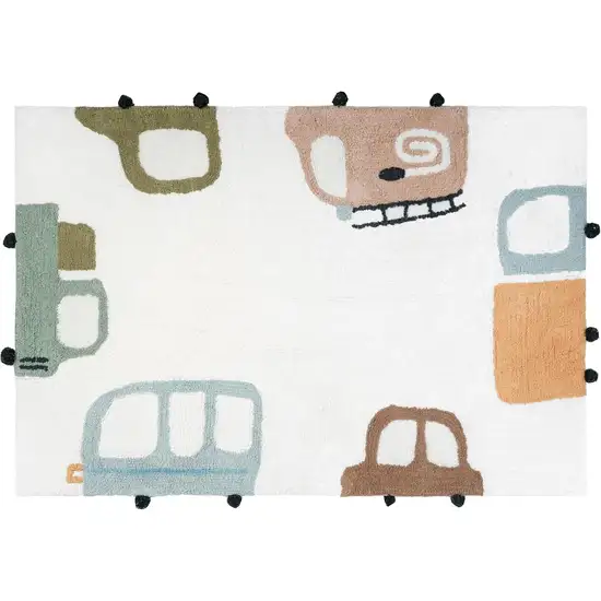 Blue Brown And White Transportation Youthful Washable Area Rug Photo 2