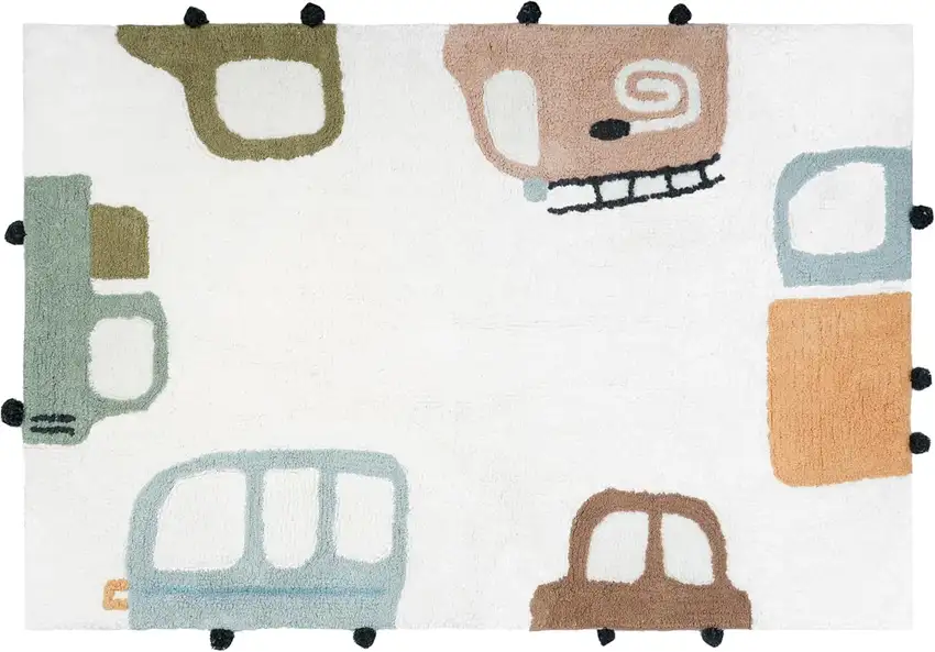 Blue Brown And White Transportation Youthful Washable Area Rug Photo 2