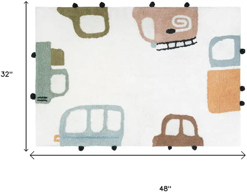 Blue Brown And White Transportation Youthful Washable Area Rug Photo 6
