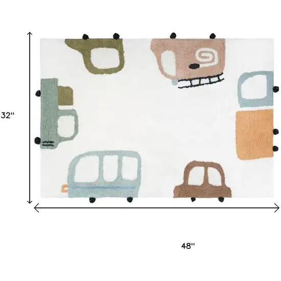 Blue Brown And White Transportation Youthful Washable Area Rug Photo 6