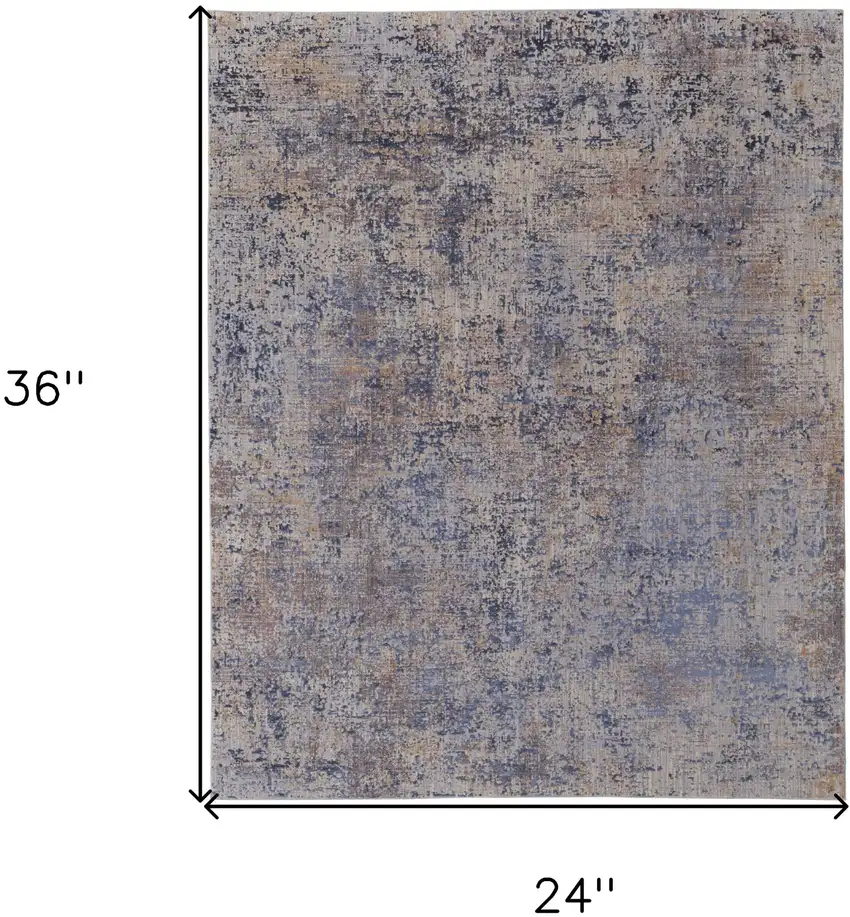 Blue Brown and Gray Abstract Power Loom Area Rug Photo 3