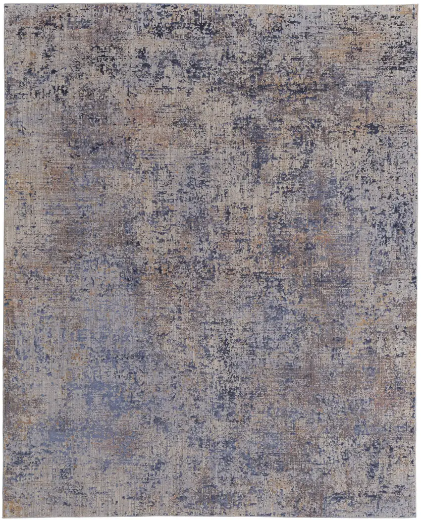 Blue Brown and Tan Abstract Power Loom Area Rug Photo 4