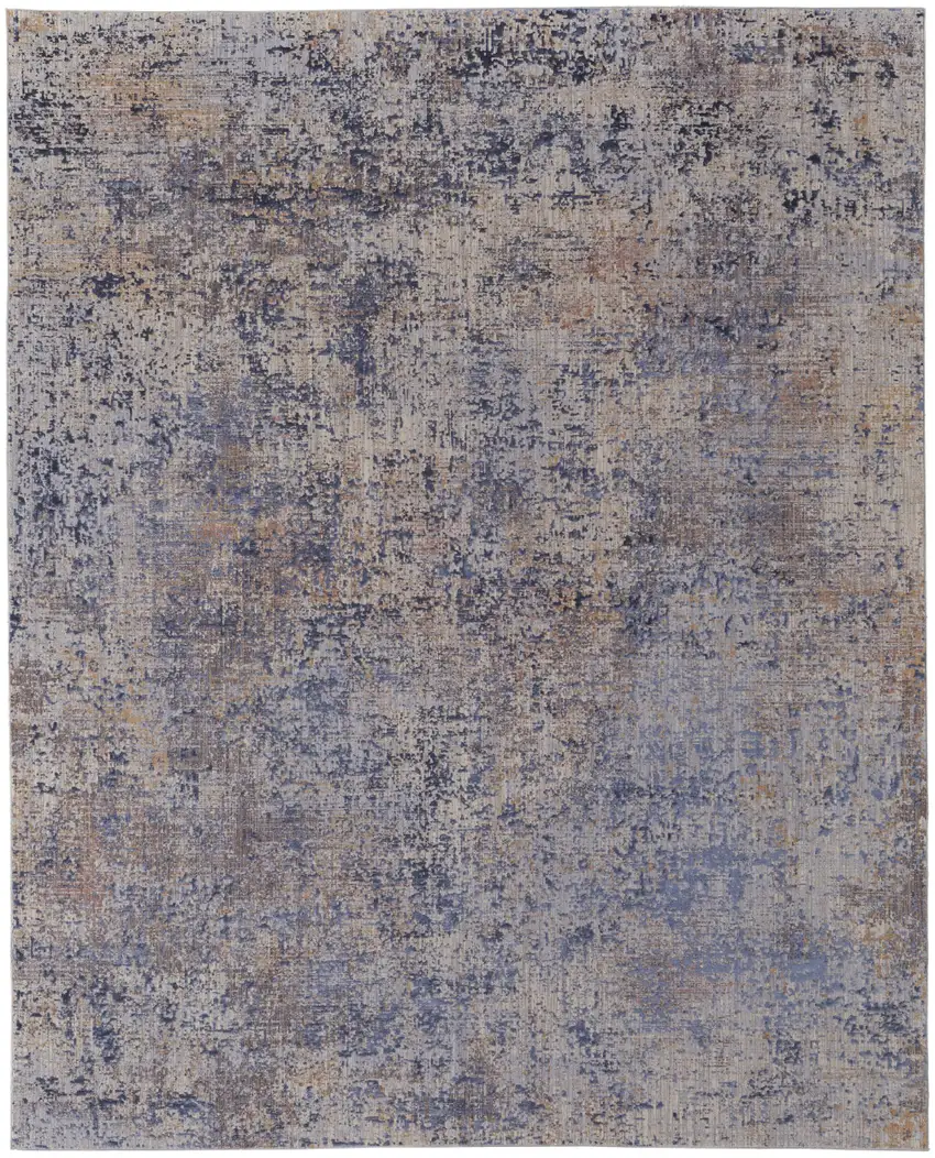 Blue Brown and Tan Abstract Power Loom Area Rug Photo 5