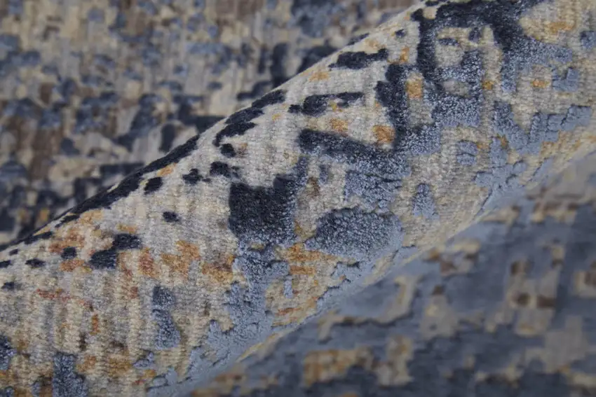 Blue Brown and Tan Abstract Power Loom Area Rug Photo 6