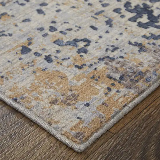 Blue Brown and Tan Abstract Power Loom Area Rug Photo 9