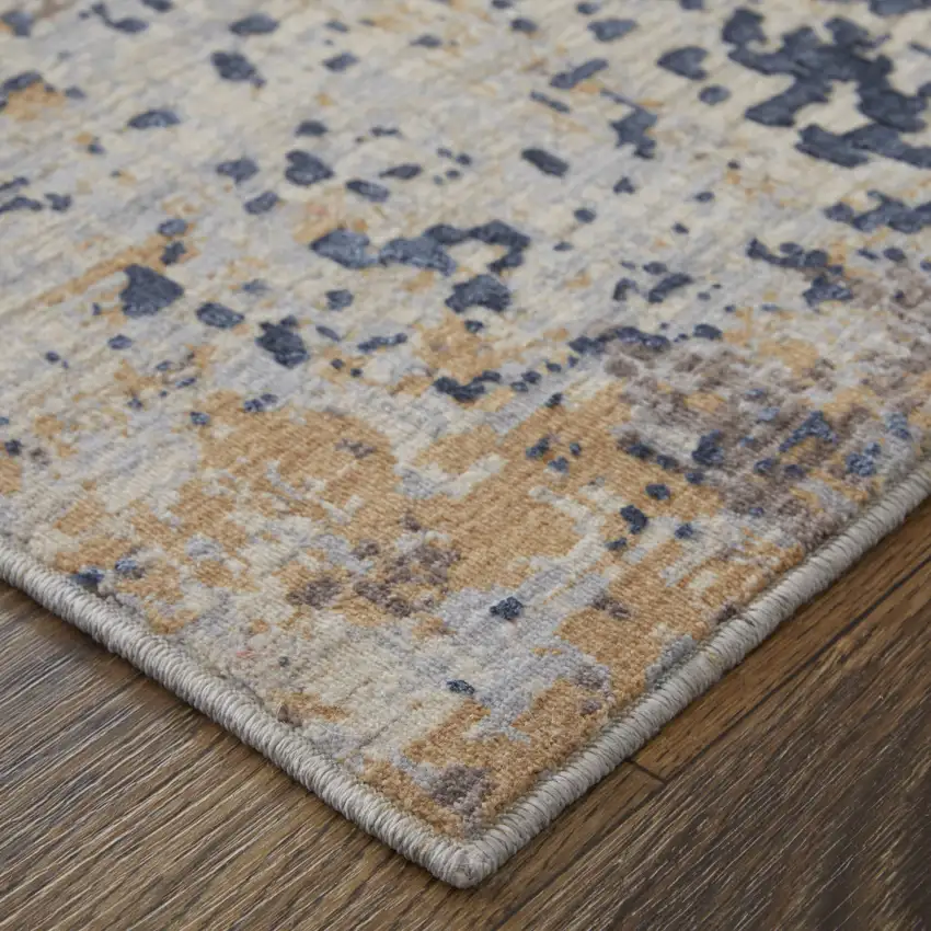 Blue Brown and Tan Abstract Power Loom Area Rug Photo 9