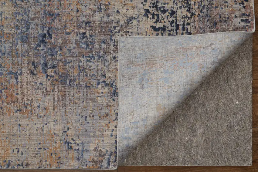 Blue Brown and Tan Abstract Power Loom Area Rug Photo 7