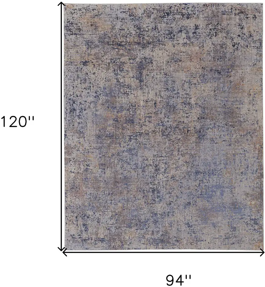 Blue Brown and Tan Abstract Power Loom Area Rug Photo 3