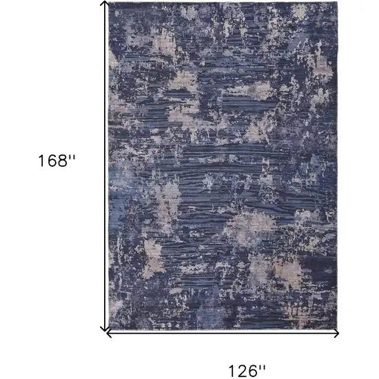 Blue Brown and Tan Abstract Power Loom Worn Faded Washable Area Rug Photo 3
