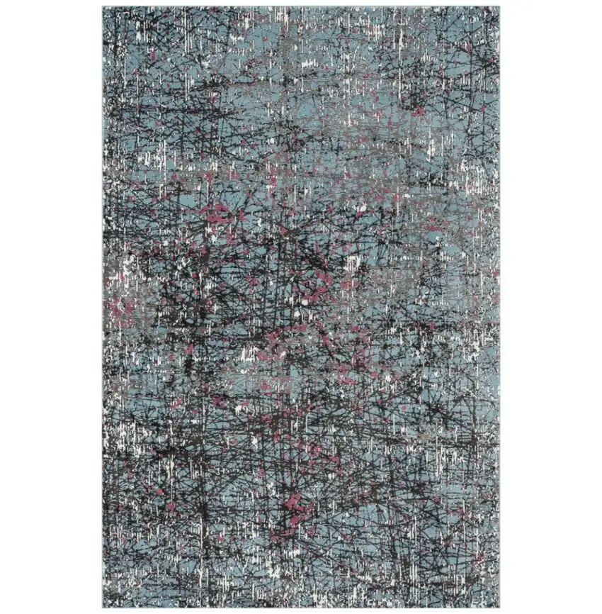 Blue Chaotic Strokes Area Rug Photo 1
