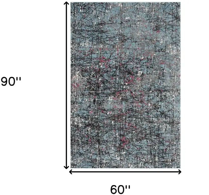 Blue Chaotic Strokes Area Rug Photo 4