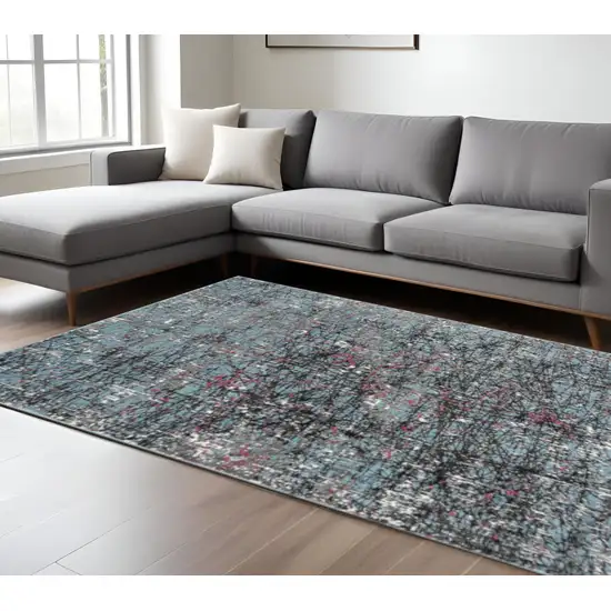 Blue Chaotic Strokes Area Rug Photo 2