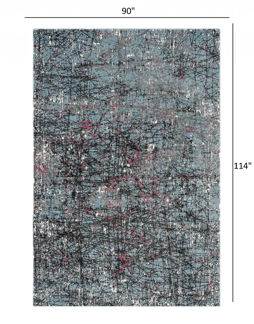 Blue Chaotic Strokes Area Rug Photo 5