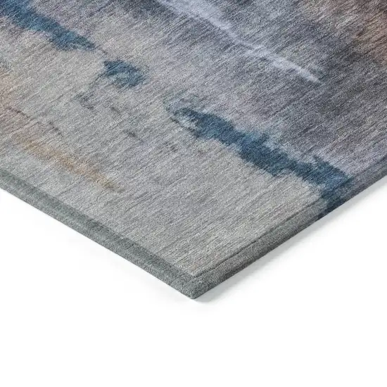 Blue Charcoal And Brown Abstract Washable Indoor Outdoor Area Rug Photo 4