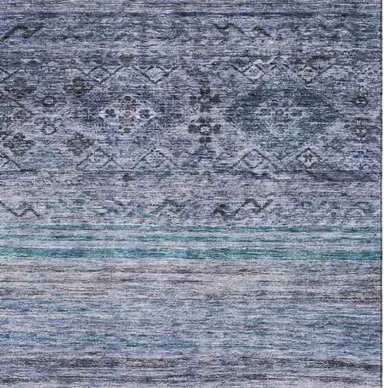 Blue Charcoal And Gray Abstract Geometric Washable Area Rug With UV Protection Photo 5