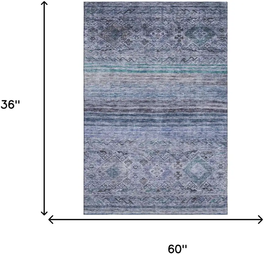 Blue Charcoal And Gray Abstract Geometric Washable Area Rug With UV Protection Photo 3