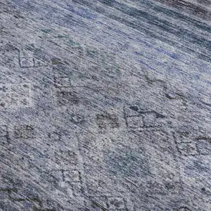 Photo of Blue Charcoal And Gray Abstract Geometric Washable Area Rug With UV Protection