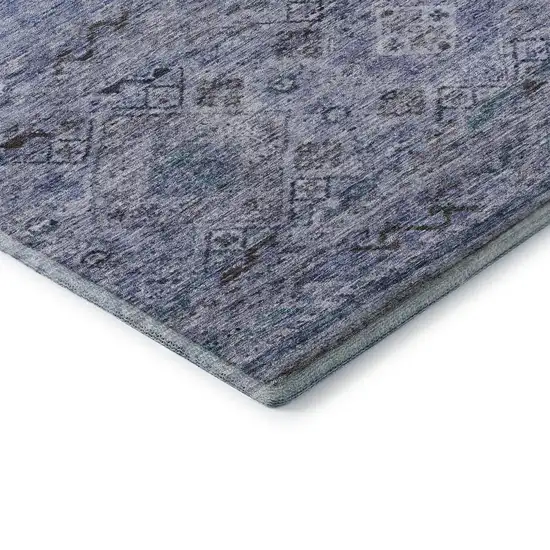 Blue Charcoal And Gray Abstract Geometric Washable Area Rug With UV Protection Photo 7