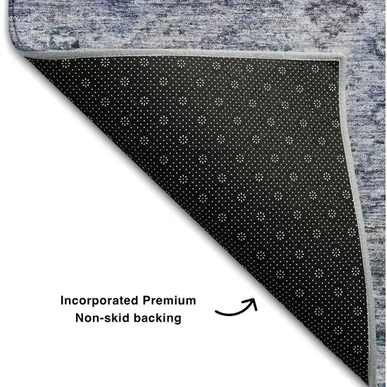 Blue Charcoal And Gray Abstract Geometric Washable Area Rug With UV Protection Photo 6