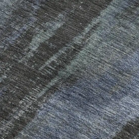 Blue Charcoal And Gray Abstract Washable Area Rug With UV Protection Photo 2