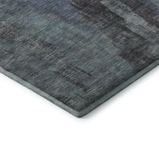 Blue Charcoal And Gray Abstract Washable Area Rug With UV Protection Photo 7