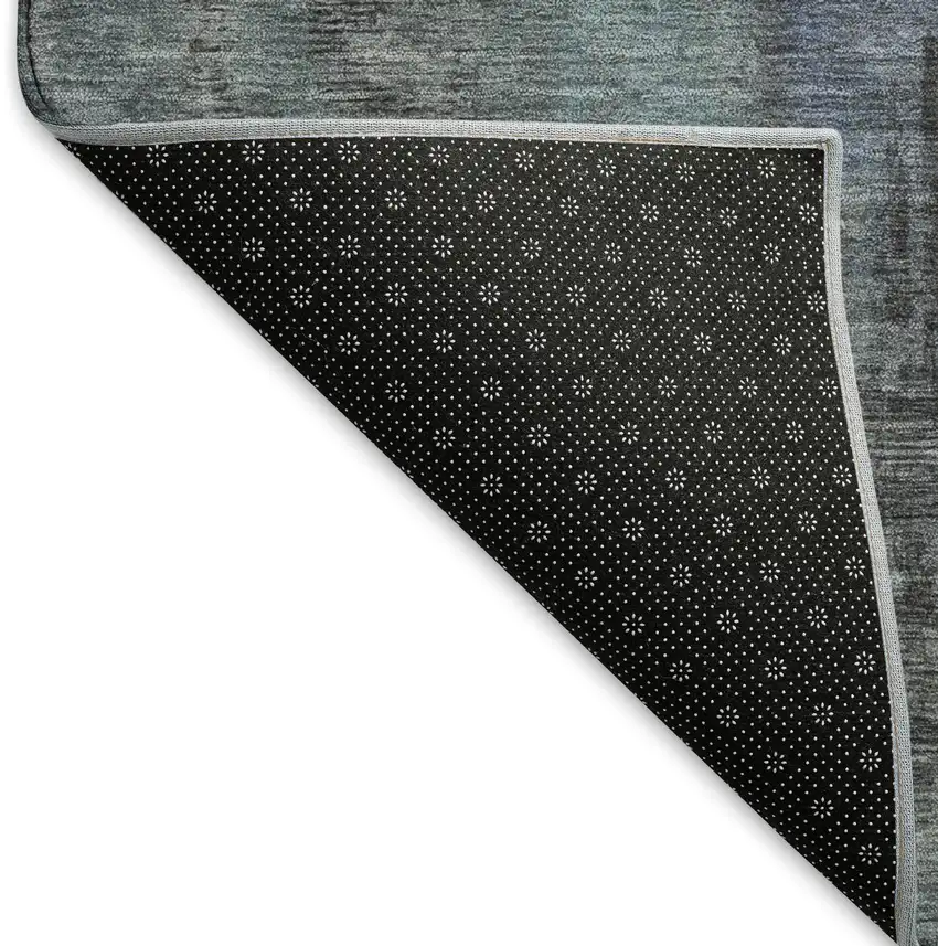 Blue Charcoal And Gray Abstract Washable Area Rug With UV Protection Photo 6