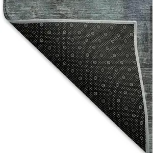 Photo of Blue Charcoal And Gray Abstract Washable Area Rug With UV Protection