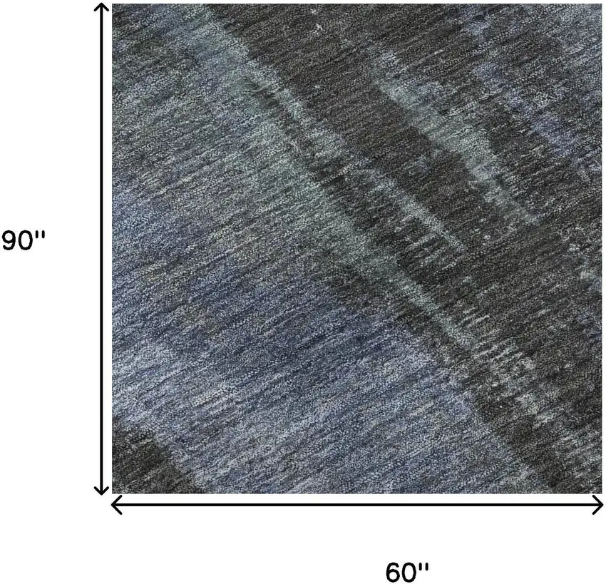 Blue Charcoal And Gray Abstract Washable Area Rug With UV Protection Photo 8