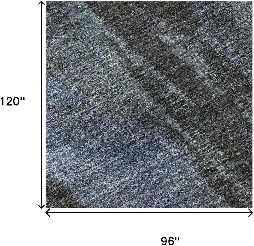 Blue Charcoal And Gray Abstract Washable Area Rug With UV Protection Photo 8