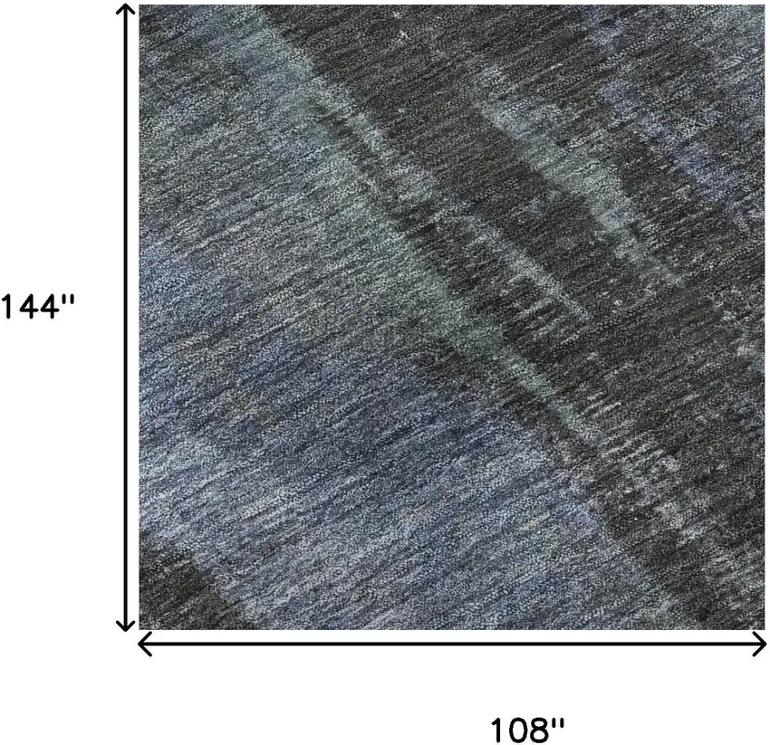 Blue Charcoal And Gray Abstract Washable Area Rug With UV Protection Photo 8