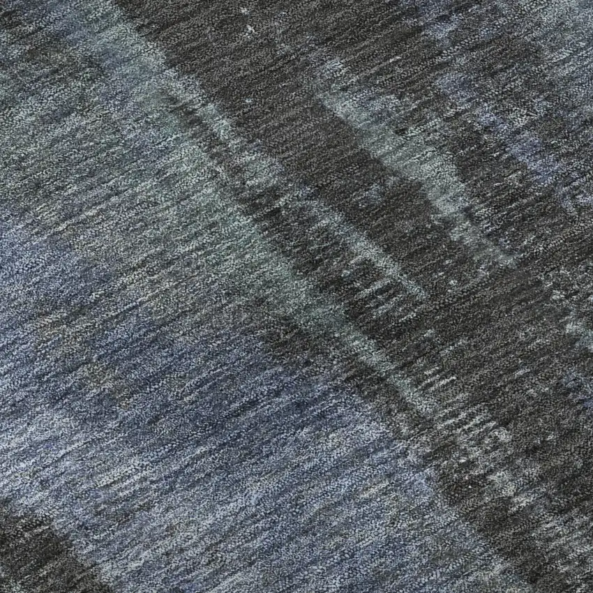 Blue Charcoal And Gray Abstract Washable Area Rug With UV Protection Photo 1