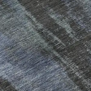 Photo of Blue Charcoal And Gray Abstract Washable Area Rug With UV Protection