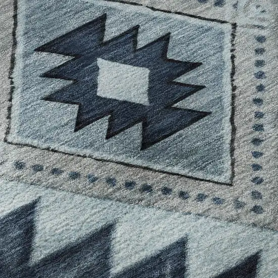 Blue Charcoal And Gray Geometric Washable Area Rug With UV Protection Photo 9