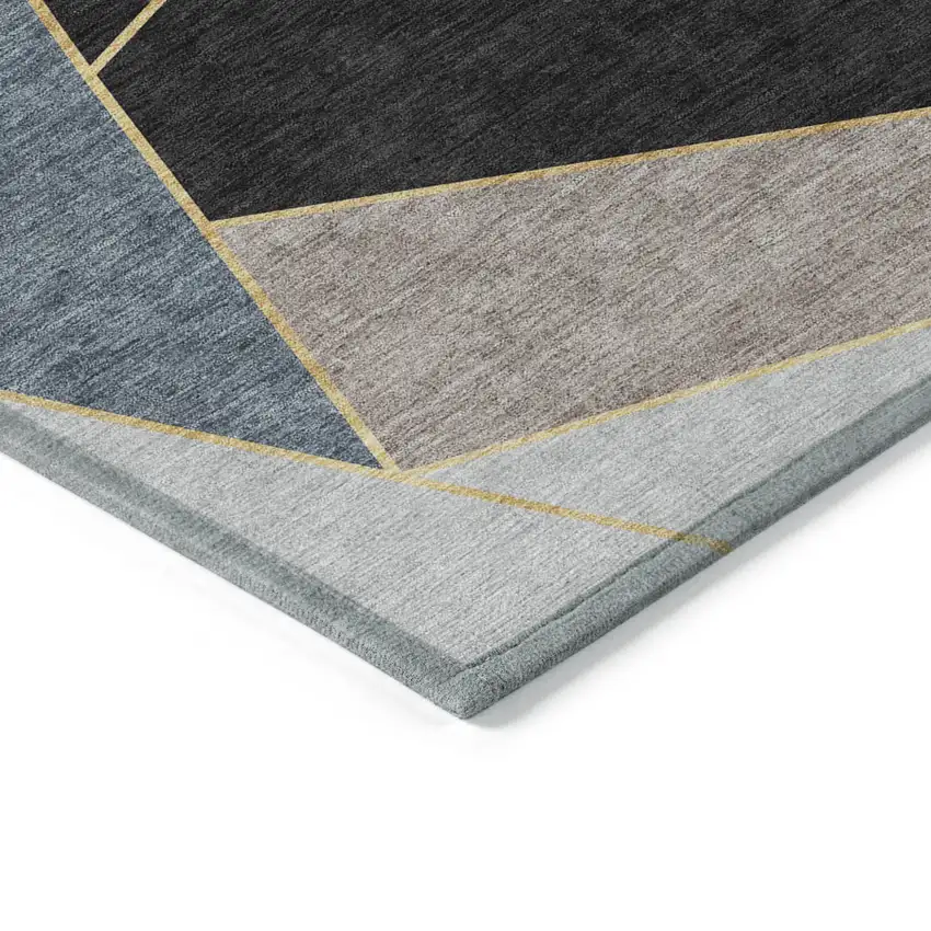 Blue Charcoal And Gray Geometric Washable Indoor Outdoor Area Rug Photo 3