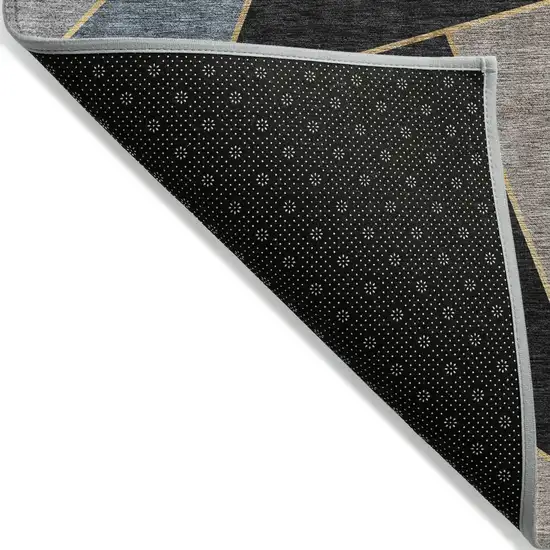 Blue Charcoal And Gray Geometric Washable Indoor Outdoor Area Rug Photo 3